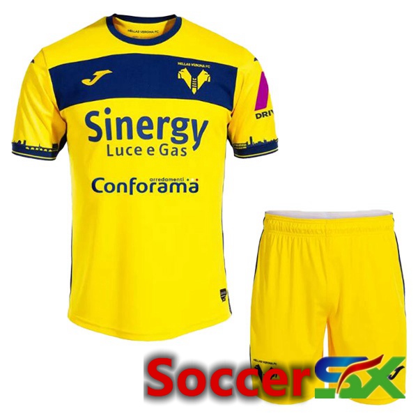 Hellas Verone Kids Away Soccer Jersey Yellow 2023/2024