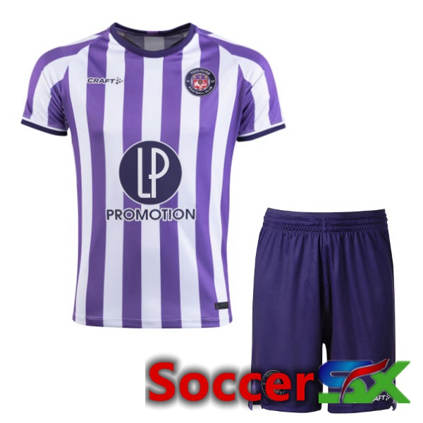 Toulouse Kids Home Soccer Jersey Purple White 2023/2024