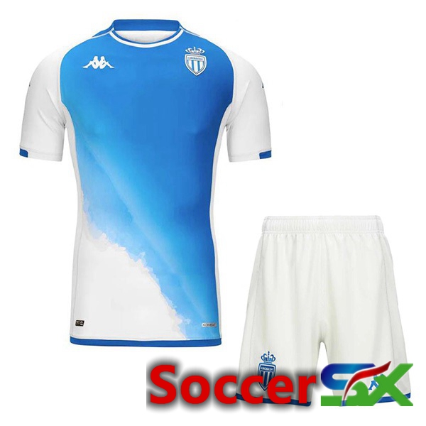 AS Monaco Kids Third Soccer Jersey Blue White 2023/2024