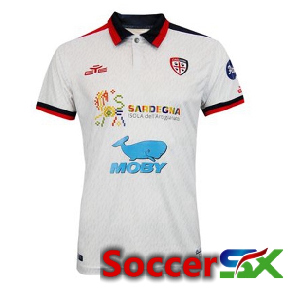 Cagliari Calcio Away Soccer Jersey White 2023/2024