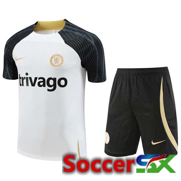 FC Chelsea Training T Shirt + Shorts White 2023/2024