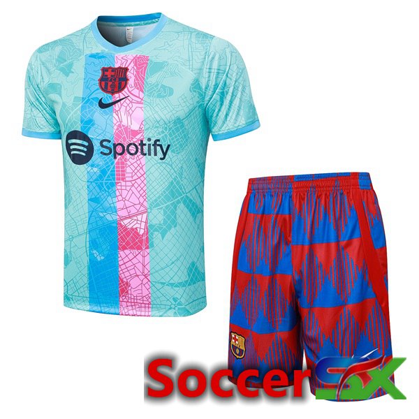 FC Barcelona Training T Shirt + Shorts Blue 2023/2024