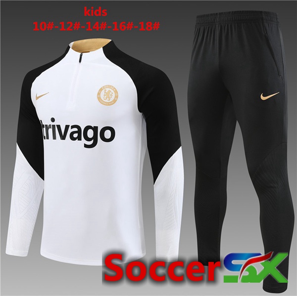 FC Chelsea Kids Training Tracksuit Suit White 2023/2024
