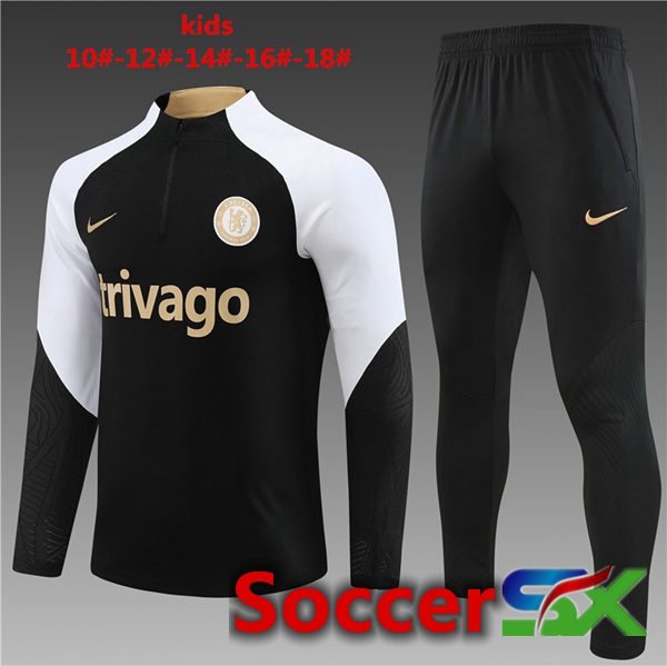 FC Chelsea Kids Training Tracksuit Suit Black 2023/2024