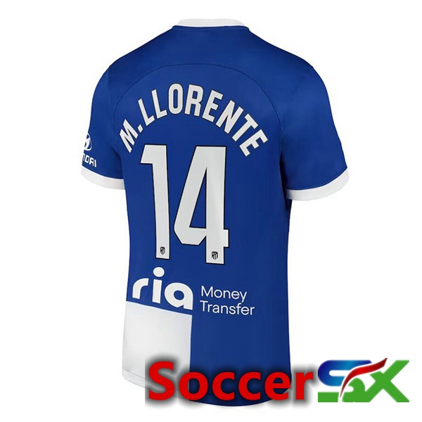 Atletico Madrid (M. Llorente 14) Away Soccer Jersey Blue 2023/2024