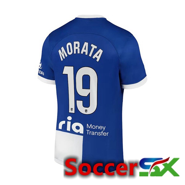 Atletico Madrid (Morata 19) Away Soccer Jersey Blue 2023/2024