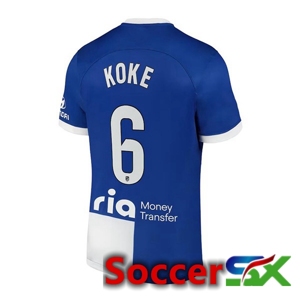 Atletico Madrid (Koke 6) Away Soccer Jersey Blue 2023/2024