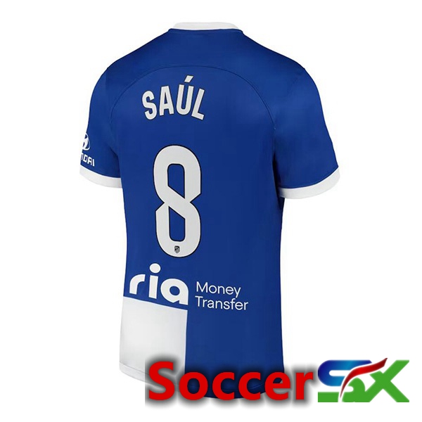 Atletico Madrid (Saúl 8) Away Soccer Jersey Blue 2023/2024