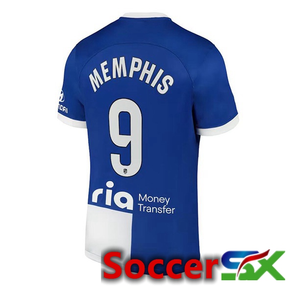 Atletico Madrid (Memphis 9) Away Soccer Jersey Blue 2023/2024