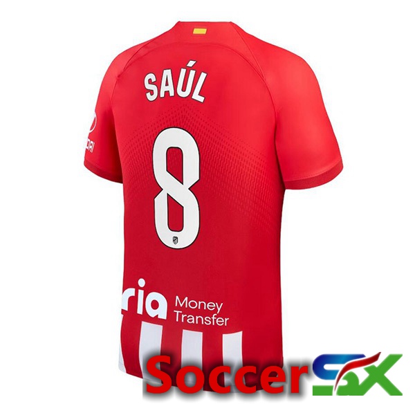 Atletico Madrid (Saúl 8) Home Soccer Jersey Red 2023/2024