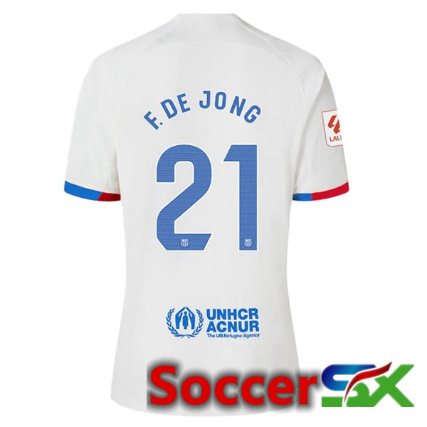 FC Barcelona (F. DE JONG 21) Away Soccer Jersey White 2023/2024