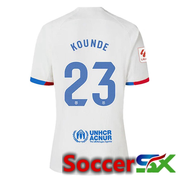 FC Barcelona (KOUNDE 23) Away Soccer Jersey White 2023/2024