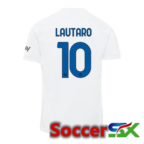 Inter Milan (LAUTARO 10) Away Soccer Jersey White 2023/2024