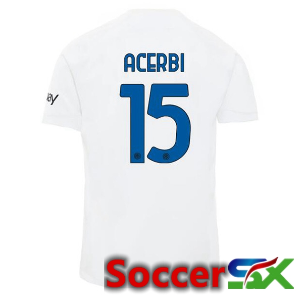 Inter Milan (ACERBI 15) Away Soccer Jersey White 2023/2024