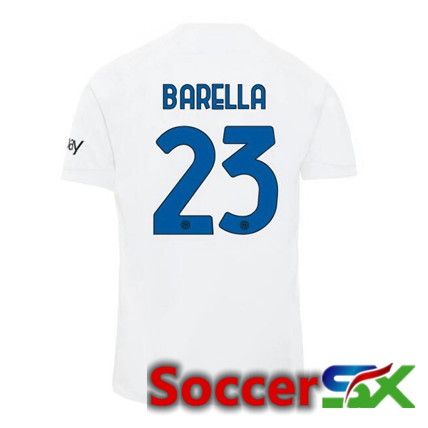 Inter Milan (BARELLA 23) Away Soccer Jersey White 2023/2024