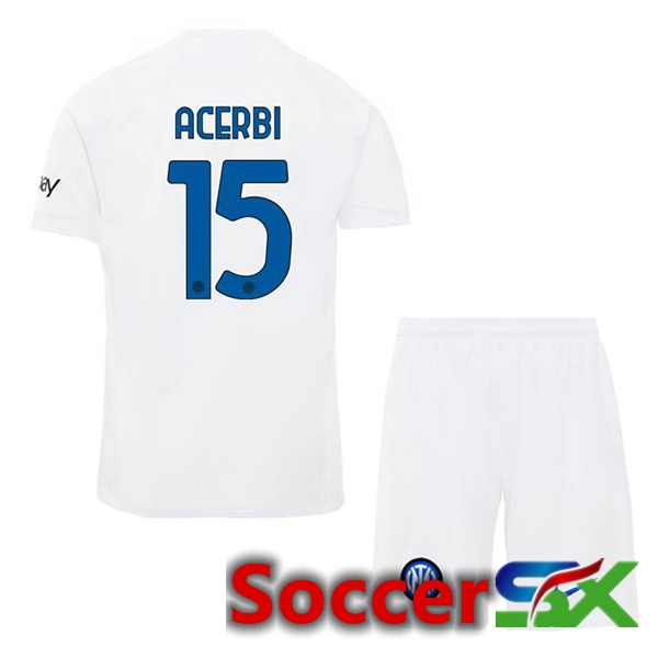 Inter Milan (ACERBI 15) Kids Away Soccer Jersey White 2023/2024