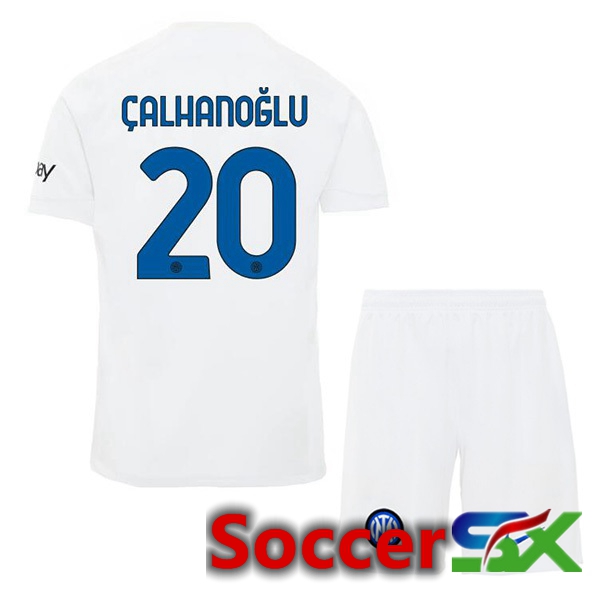 Inter Milan (ÇALHANOĞLU 20) Kids Away Soccer Jersey White 2023/2024