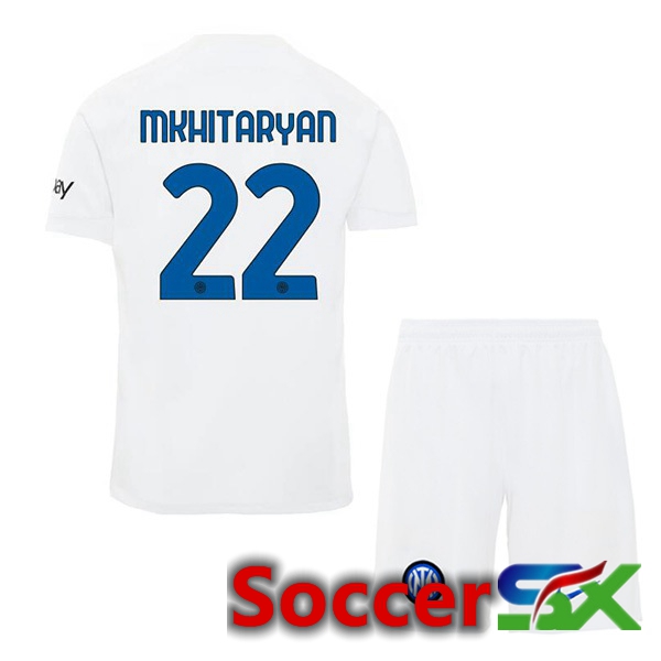 Inter Milan (MKHITARYAN 22) Kids Away Soccer Jersey White 2023/2024
