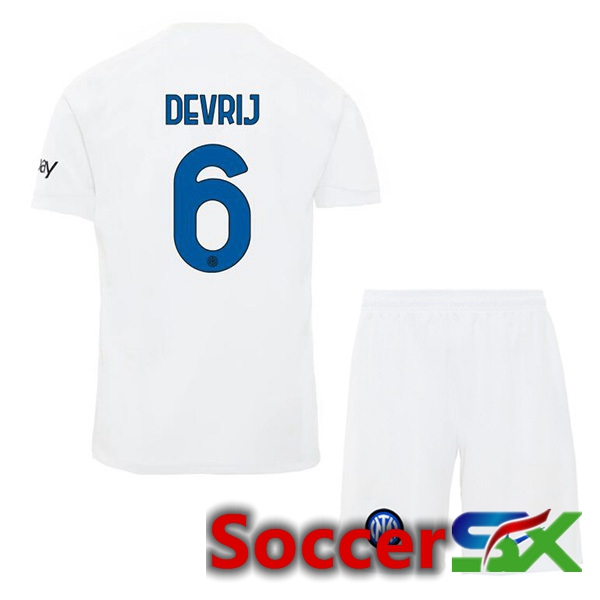 Inter Milan (DE VRIJ 6) Kids Away Soccer Jersey White 2023/2024