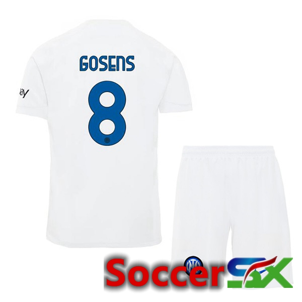 Inter Milan (GOSENS 8) Kids Away Soccer Jersey White 2023/2024
