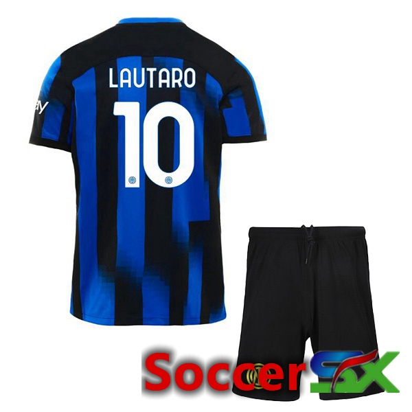 Inter Milan (LAUTARO 10) Kids Home Soccer Jersey Blue 2023/2024
