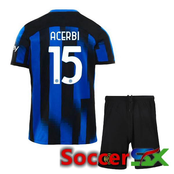 Inter Milan (ACERBI 15) Kids Home Soccer Jersey Blue 2023/2024