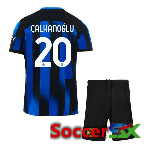 Inter Milan (ÇALHANOĞLU 20) Kids Home Soccer Jersey Blue 2023/2024