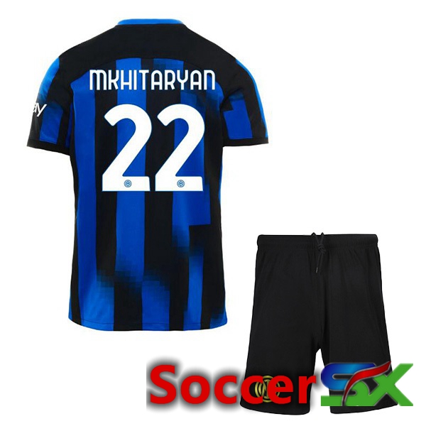 Inter Milan (MKHITARYAN 22) Kids Home Soccer Jersey Blue 2023/2024