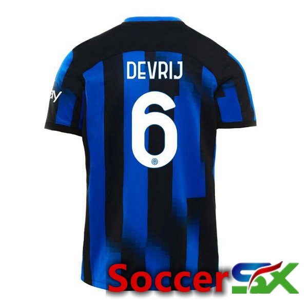 Inter Milan (DE VRIJ 6) Home Soccer Jersey Blue 2023/2024