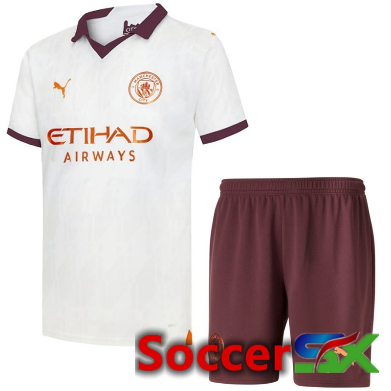 Manchester City Away Soccer Jersey + Shorts 2023/2024