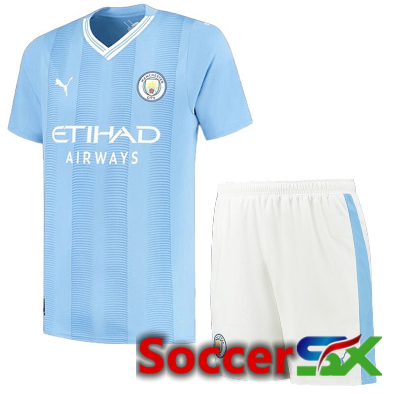 Manchester City Home Soccer Jersey + Shorts 2023/2024