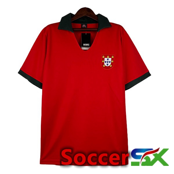 Portugal Retro Home Soccer Jersey Red 1972