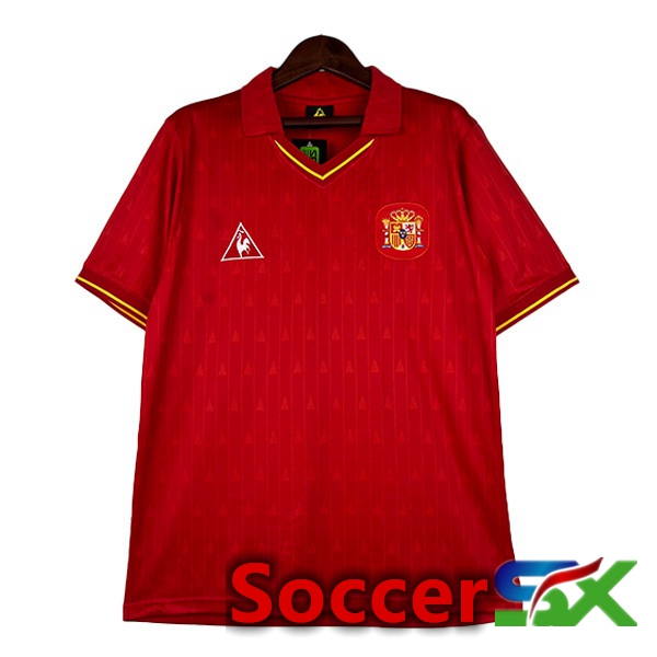 Spain Retro Home Soccer Jersey Red 1988-1991