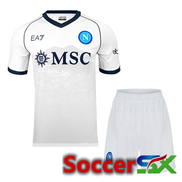 SSC Napoli Kids Away Soccer Jersey White 2023/2024