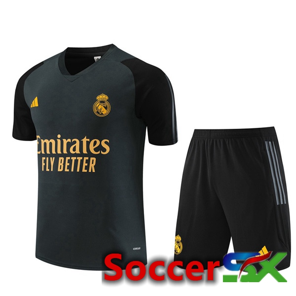 Real Madrid Training T Shirt + Shorts Grey 2023/2024