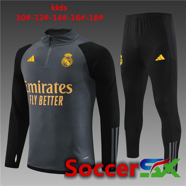 Real Madrid Kids Training Tracksuit Suit Black 2023/2024