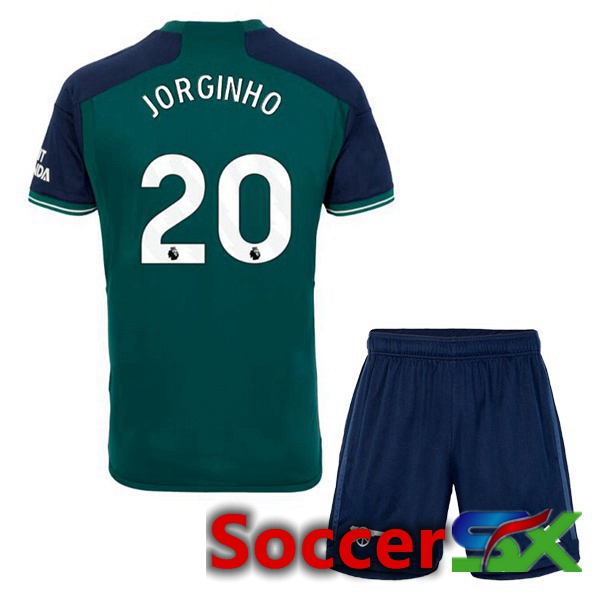 Arsenal (JORGINHO 20) Kids Soccer Jersey Third Green 2023/2024