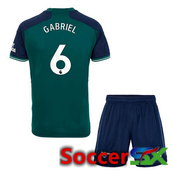 Arsenal (GABRIEL 6) Kids Soccer Jersey Third Green 2023/2024