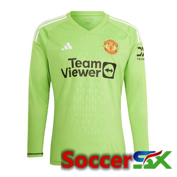Manchester United Goalkeeper Soccer Jersey Long Sleeve Green 2023/2024