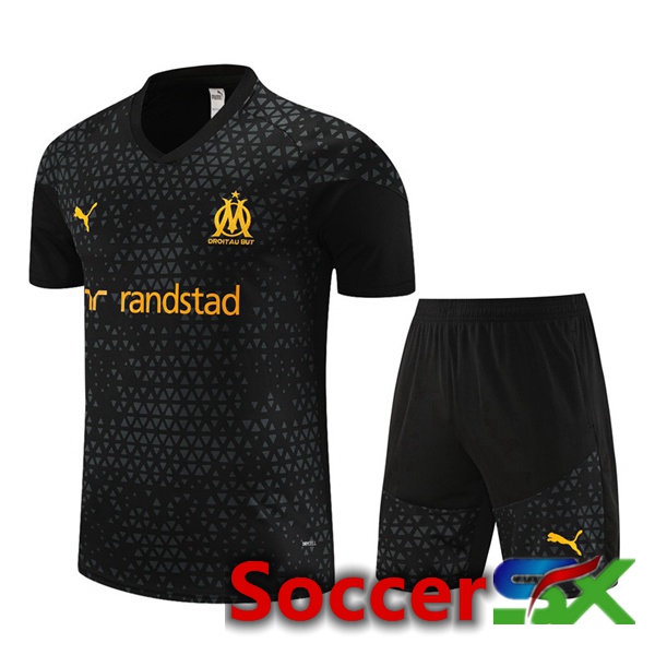 Marseille OM Training T Shirt + Shorts Black 2023/2024