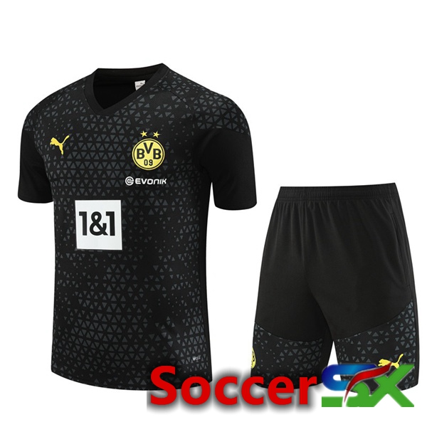 Dortmund BVB Training T Shirt + Shorts Black 2023/2024