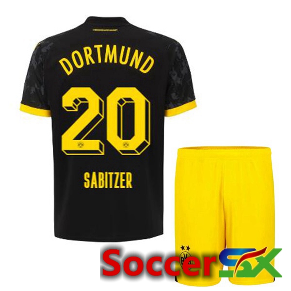 Dortmund BVB (Sabitzer 20) Kids Soccer Jersey Away Black 2023/2024