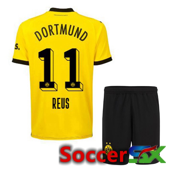 Dortmund BVB (Reus 11) Kids Soccer Jersey Home Yellow Black 2023/2024