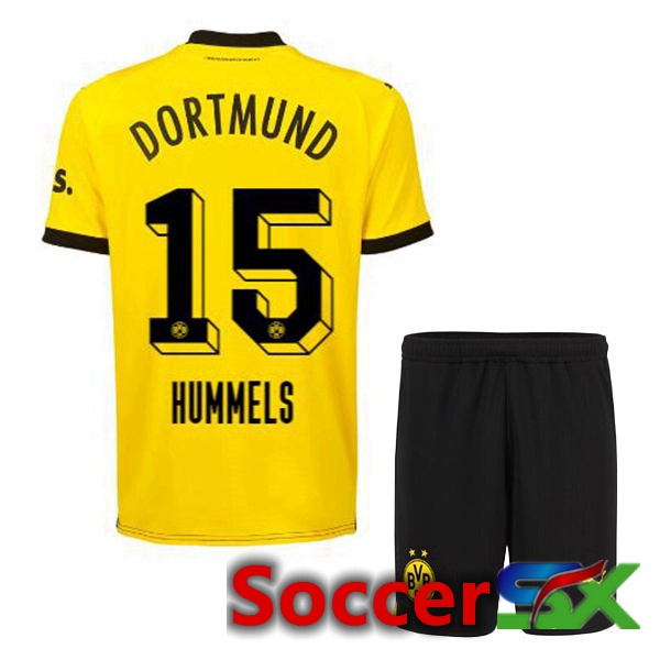 Dortmund BVB (Hummels 15) Kids Soccer Jersey Home Yellow Black 2023/2024