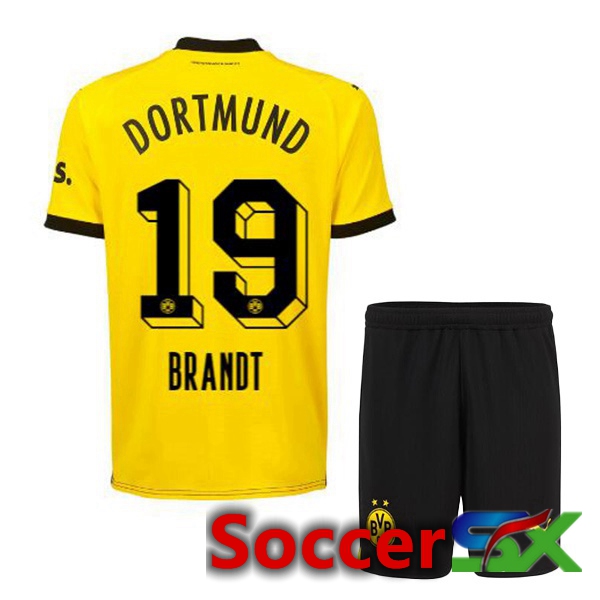 Dortmund BVB (Brandt 19) Kids Soccer Jersey Home Yellow Black 2023/2024