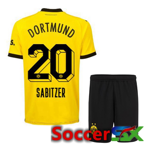 Dortmund BVB (Sabitzer 20) Kids Soccer Jersey Home Yellow Black 2023/2024