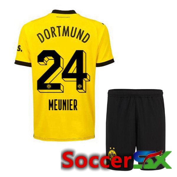Dortmund BVB (Meunier 24) Kids Soccer Jersey Home Yellow Black 2023/2024
