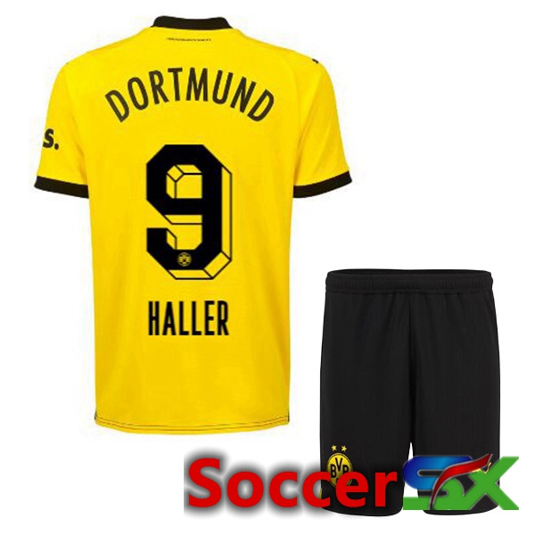 Dortmund BVB (Haller 9) Kids Soccer Jersey Home Yellow Black 2023/2024