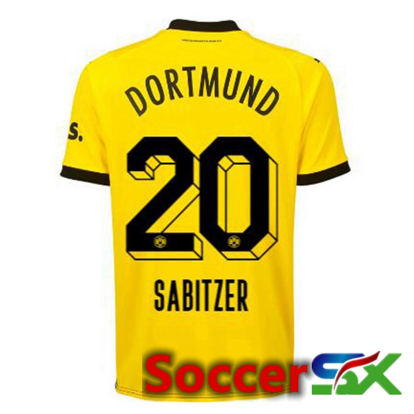 Dortmund BVB (Sabitzer 20) Soccer Jersey Home Yellow Black 2023/2024