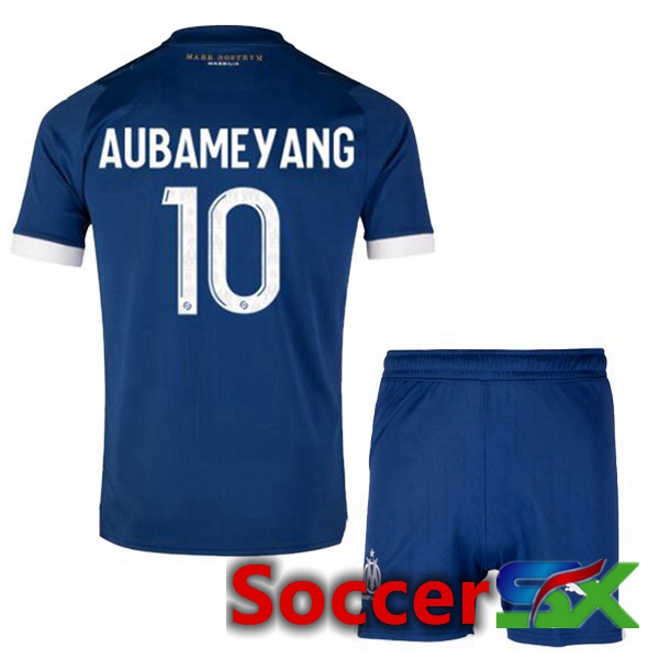 Marseille OM (AUBAMEYANG 10) Kids Soccer Jersey Away Blue 2023/2024